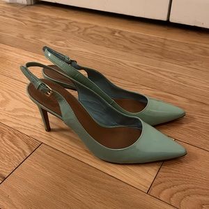 Tory Burch slingback heels in Tiffany green color